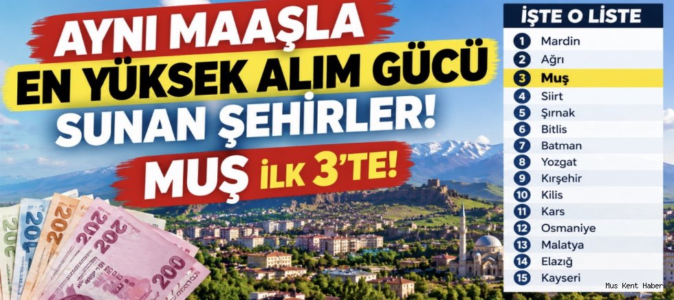 Aynı Maaşla Alım Gücü En Yüksek Şehirler Açıklandı: Muş İlk 3’te!