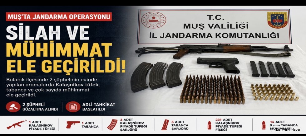 Bulanık’ta Uzun Namlulu Silah ve Mühimmat Ele Geçirildi