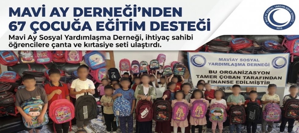 Mavi Ay Derneği’nden 67 Çocuğa Eğitim Desteği