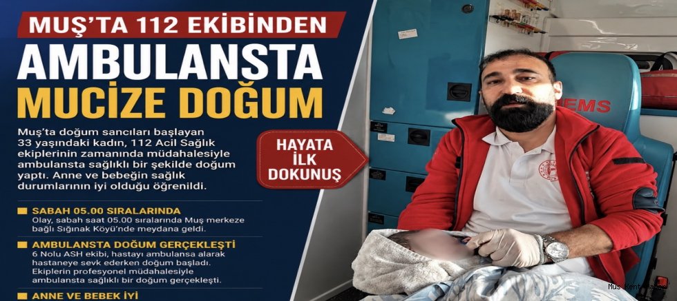 Muş’ta 112 Ekibinden Ambulansta Mucize Doğum