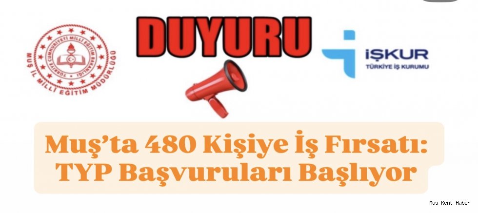 Muş’ta 480 Kişiye İş Fırsatı: TYP Başvuruları Başlıyor
