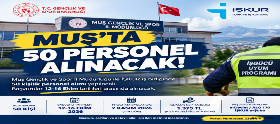 Muş’ta 50 Personel Alınacak!