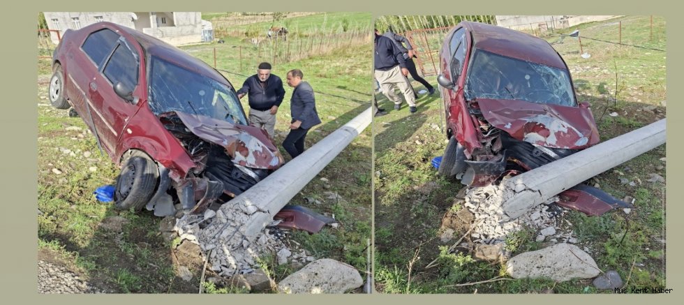 Muş’ta Otomobil Elektrik Direğine Çarptı: 1 Yaralı