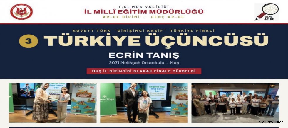Muşlu Öğrenci Türkiye Finalinde Üçüncü Oldu