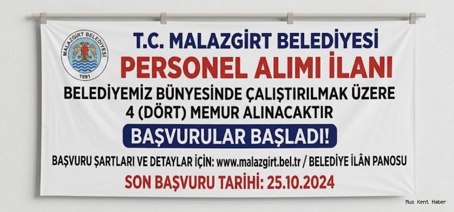 Malazgirt Belediyesi 4 Memur Alacak