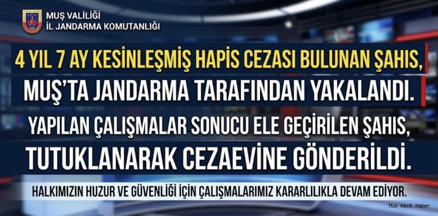 MALAZGİRT’TE HAKKINDA HAPİS CEZASI BULUNAN ŞAHIS YAKALANDI