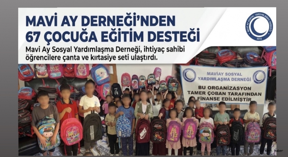 Mavi Ay Derneği’nden 67 Çocuğa Eğitim Desteği