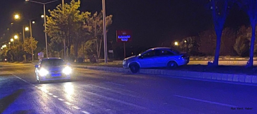 MUŞ-BİTLİS YOLUNDA KAZA: OTOMOBİL REFÜJE ÇIKARAK DURABİLDİ