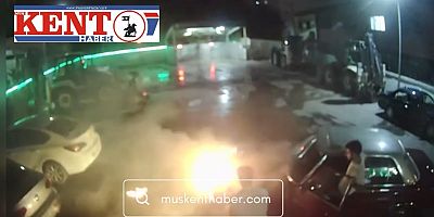 Faciadan Dönüldü, akaryakıt istasyonundaki otomobil, alev aldı