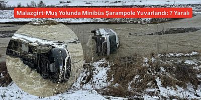 Malazgirt-Muş Yolunda Minibüs Şarampole Yuvarlandı: 7 Yaralı