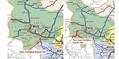 Muş’ta Kar ve Tipi Nedeniyle İki İl Yolu Trafiğe Kapatıldı