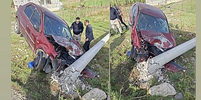 Muş’ta Otomobil Elektrik Direğine Çarptı: 1 Yaralı