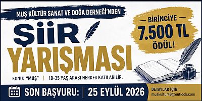 Muş’ta Şiir Yarışması Heyecanı: Birinciye 7 Bin 500 TL Ödül