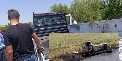 Muş'ta Yük Aracında Taşınan Buzdolabı Alev Aldı