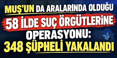 Muş’un da Aralarında Olduğu 58 İlde Suç Örgütlerine Operasyon: 348 Şüpheli Yakalandı