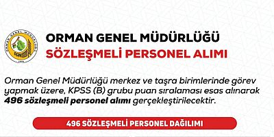 Orman Genel Müdürlüğünün 496 sözleşmeli personel alıyor